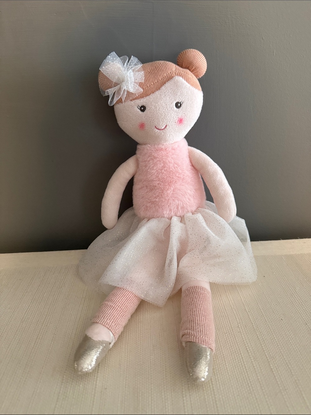 mudpie Plush Pink Ballerina Doll